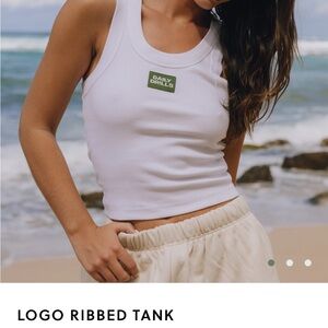Daily Drills White Ribbed Crop Tank Top